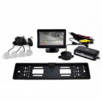 Паркинг асистенти TFT01 4,3" с камера CAM-402 LED в держателя за номер, 4-сензорни, сребристи
