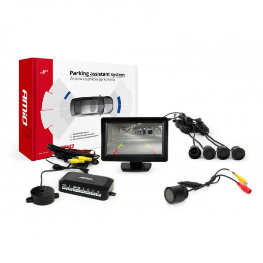 Паркинг асистенти TFT01 4,3" с HD-301 IR камера, 4-сензорни, черни