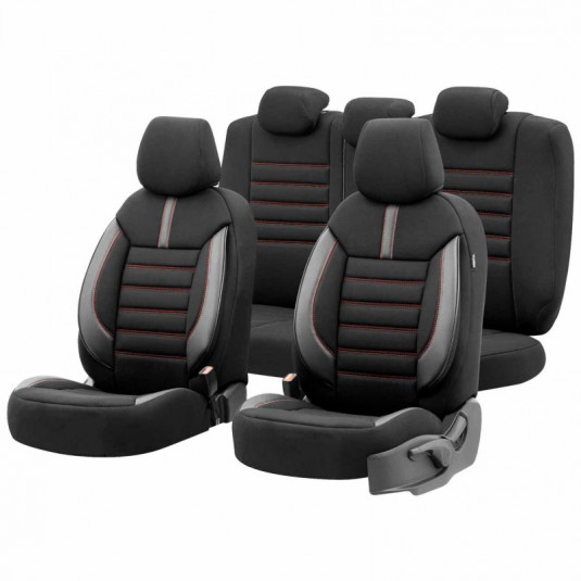 Комплект тапицерия за автомобил OTOM LIMITED 101 BLACK/RED 3-ZIP