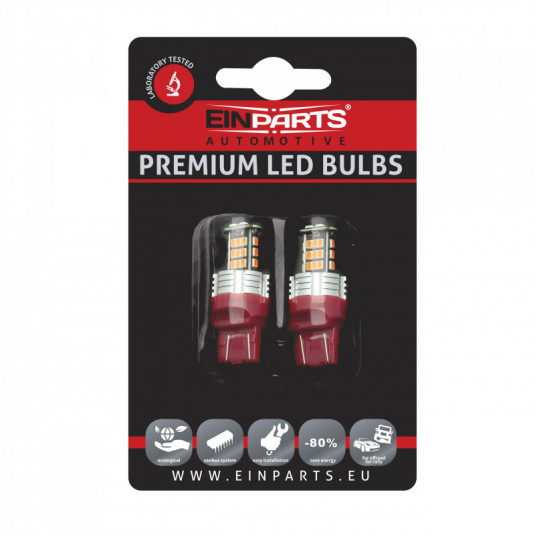 W21/5W LED крушка (30 x SMD 3020) червена canbus 7443ck 12/24V
