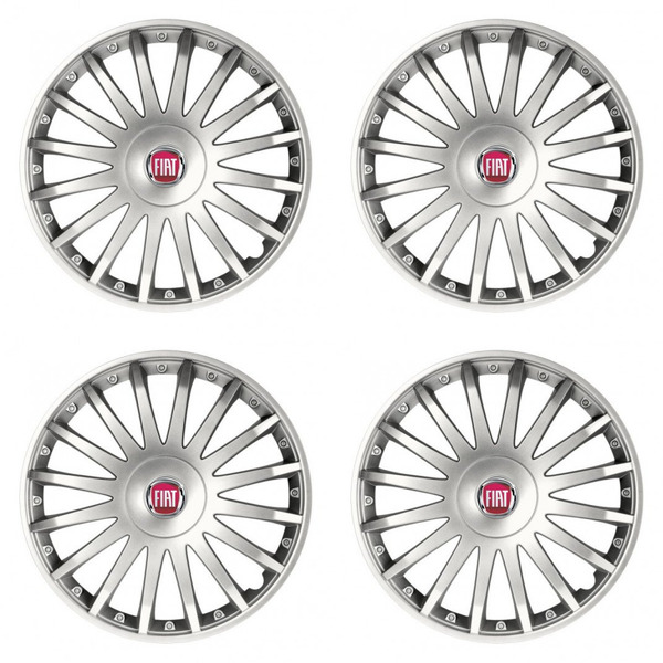 тасове за Fiat (червени) 16 CRYSTAL silver